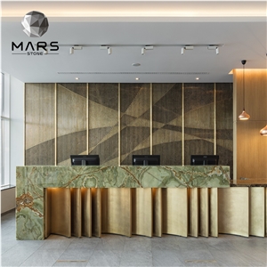 Green Wood Vein Onyx With Backlit For Bar Design