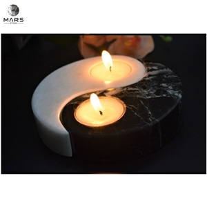 Handmade Art  White Black Natural Stone Onyx  Candle Holder