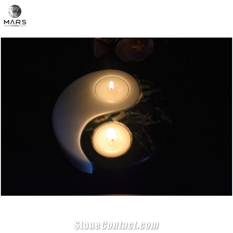 Handmade Art  White Black Natural Stone Onyx  Candle Holder
