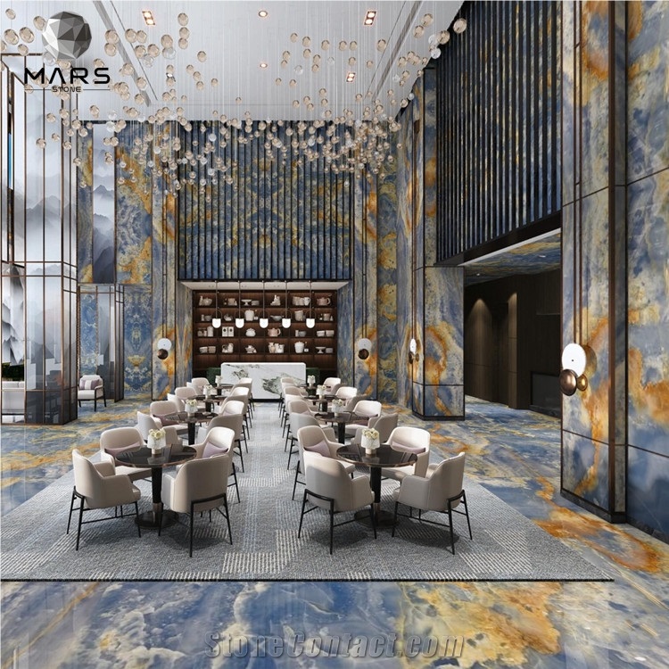 High Quality Blue Onyx Luxury Interior Decoration Jade Stone