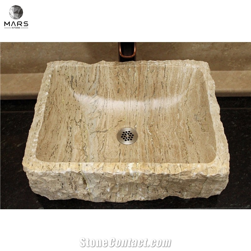 High Quality Vessel Sink Stone Rustic Travertine Washbasin