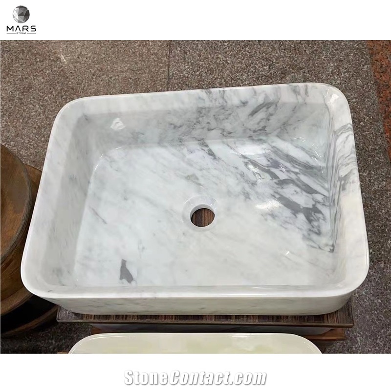 High Quality White Marble Natural Stone Wash Basin Sink