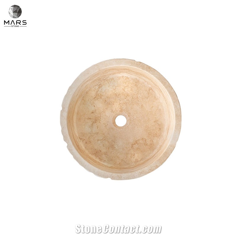 Hot Beige Travertine Stone Sink Honed Interior Hand Basin