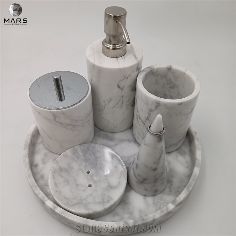 Hotel Modern Style 6 Pieces Natural Marble Bathroom Set