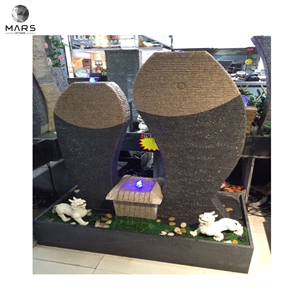 Large Natural Stone Black Granite Water Fountain
