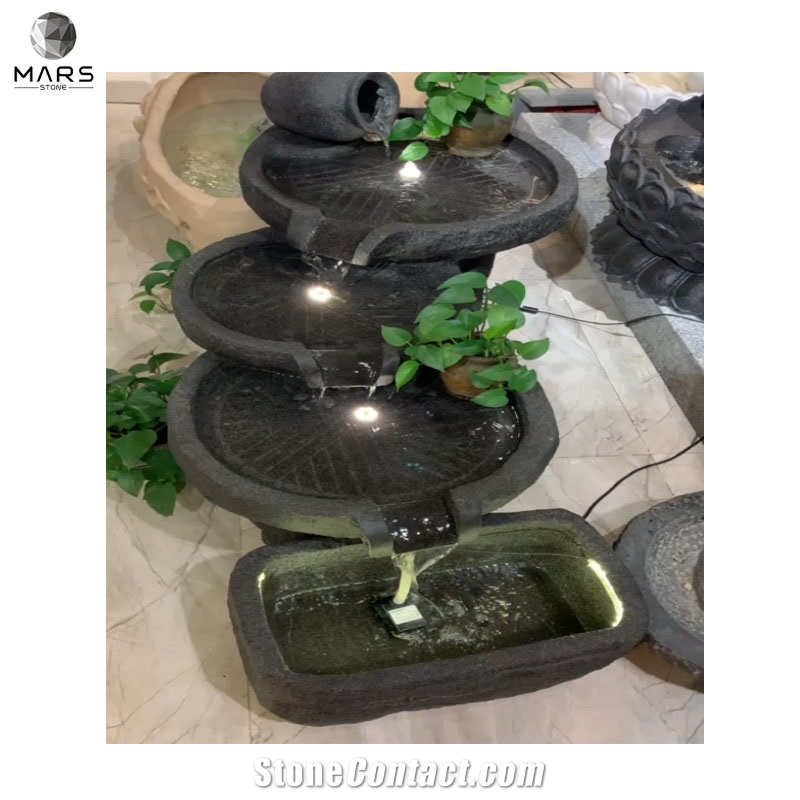 Large Natural Stone Black Granite Water Fountain