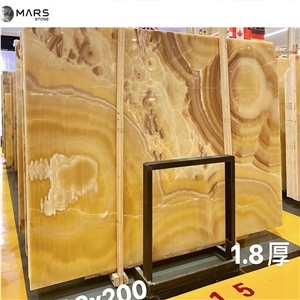 Living Room Bcklit Wall Cladding Design Natural Yellow Onyx