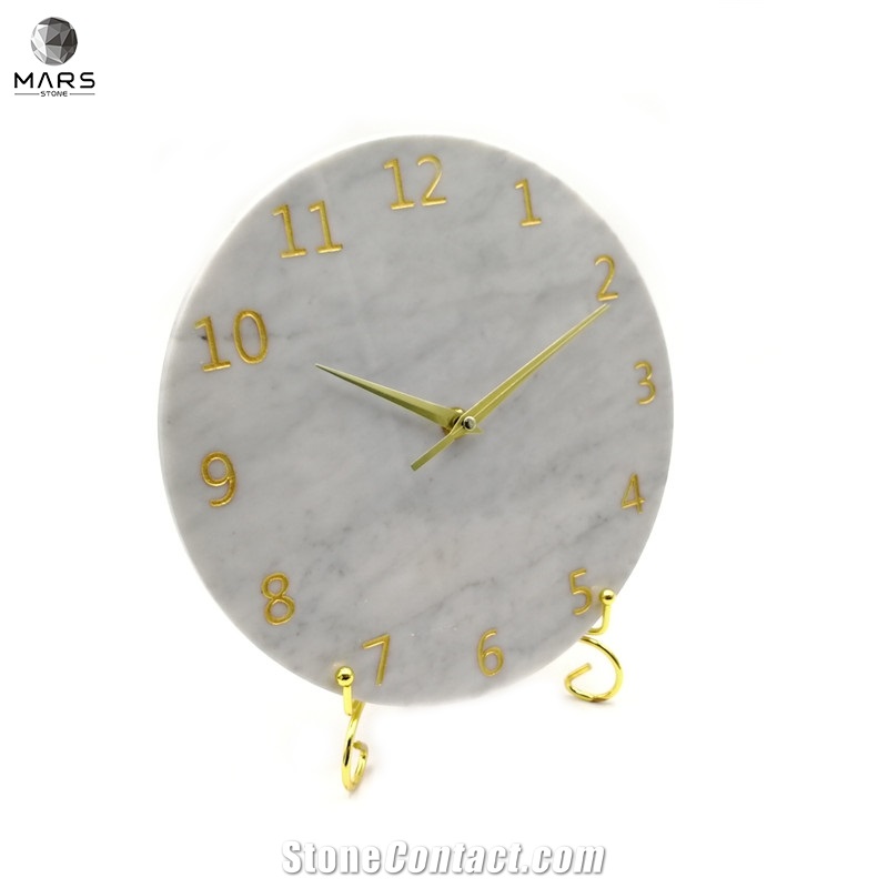 Luxury Marble Stone Digital Clock Gold Pointer