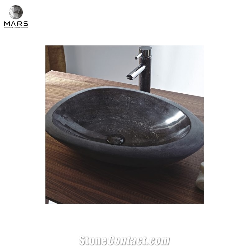 Luxury New Design Table Top Round Blue Marble Vessel Sink