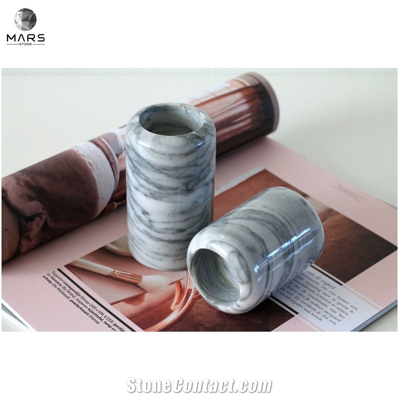 Marble Grey White Candle Holders Cylinder Custom Candle Jar