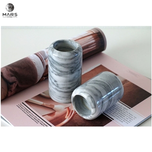 Marble Grey White Candle Holders Cylinder Custom Candle Jar