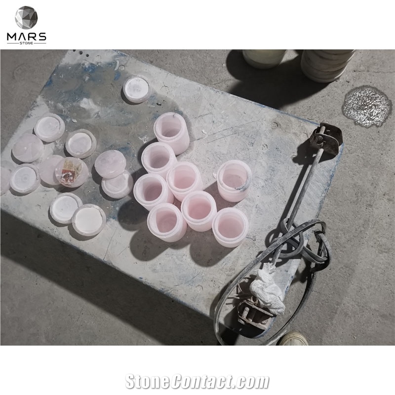 Modern Decorative Natural Pink Color Onyx Candle Jar