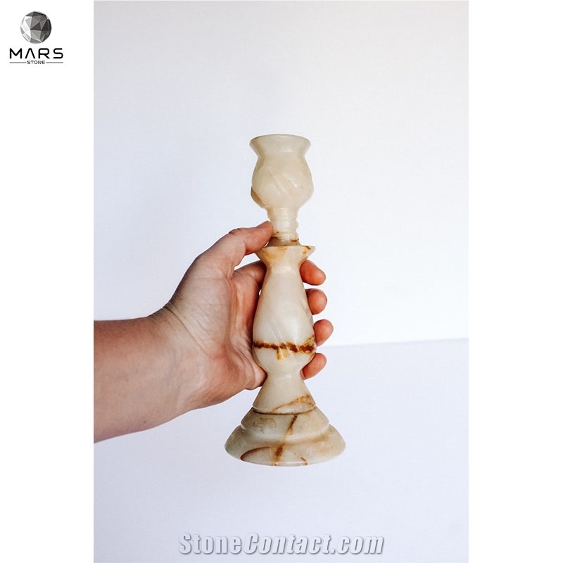 Modern Style  Cheap Natural White Onyx Candle Holder