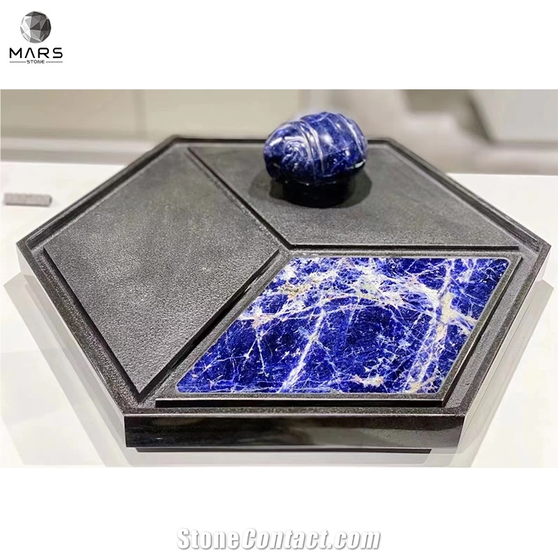 Modern Style Design Natural Blue Marble Crafts Cloisonne