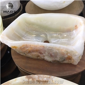 Modern White Rectangular Onyx Bathroom Sinks