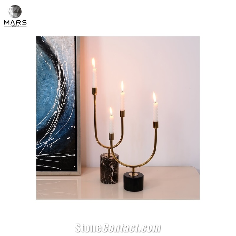 Natural Black Marble Table Top Candle Jar Candle Stick