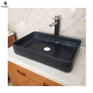 Natural Marble Stone Nero Margiua Basin Marble Sink Bathroom