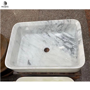Natural Stone Pearl White Marble Double Single Basin