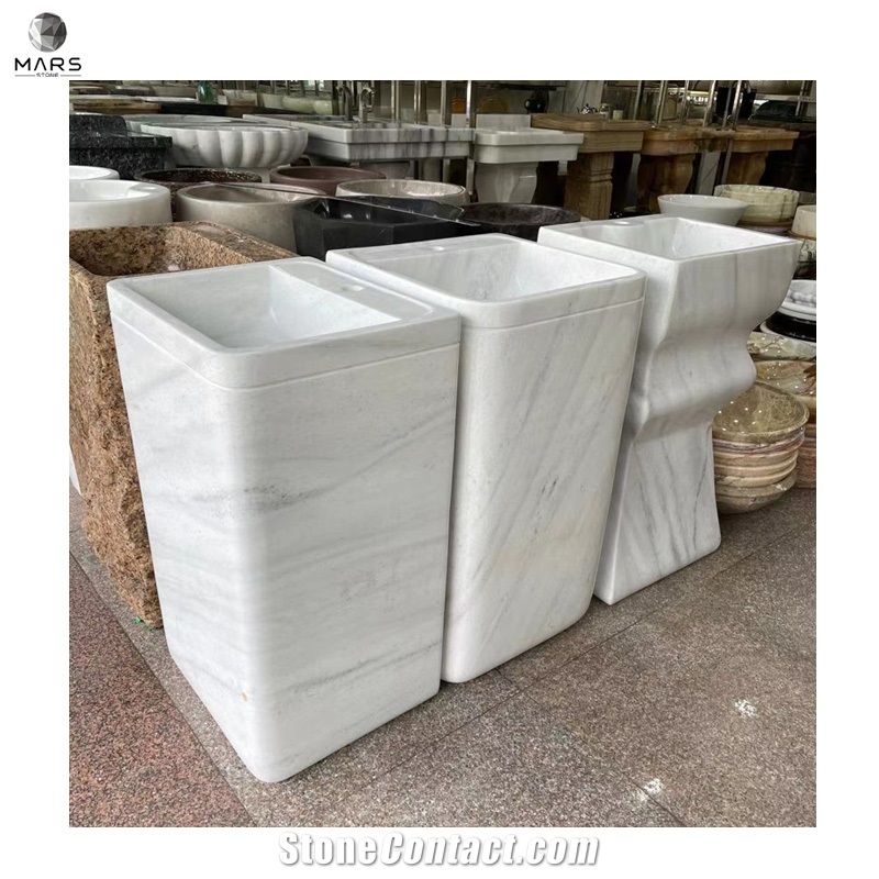 Natural Stone Pearl White Marble Double Single Basin