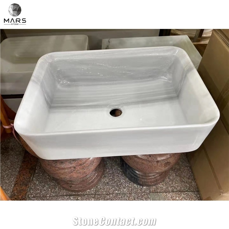 Natural Stone White Marble Square Rectangle Handwash Sink