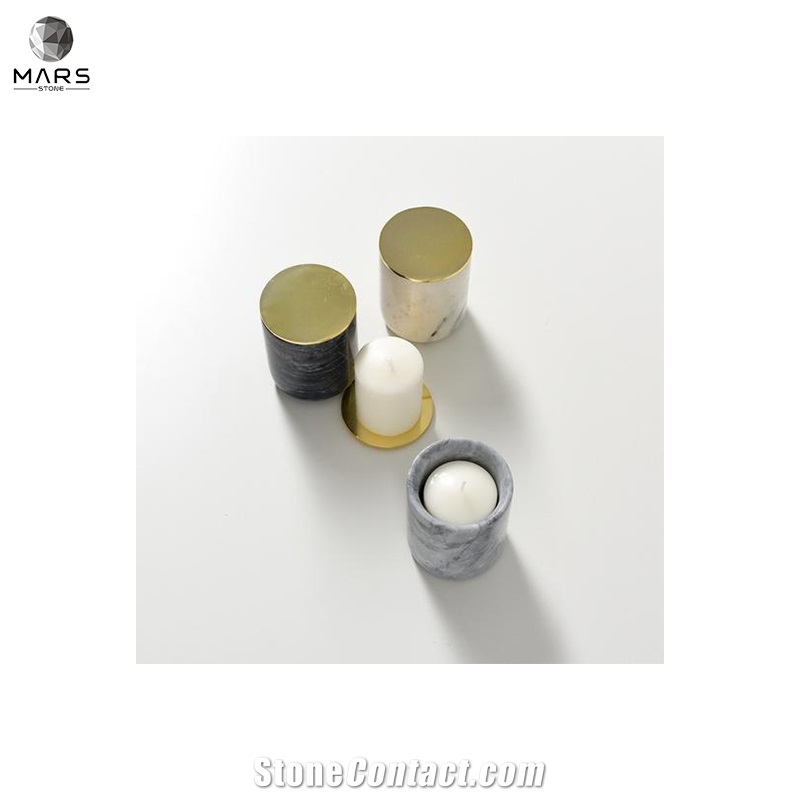 New Design Hot Sale Natural Marble  Metal Lid Candle Jar