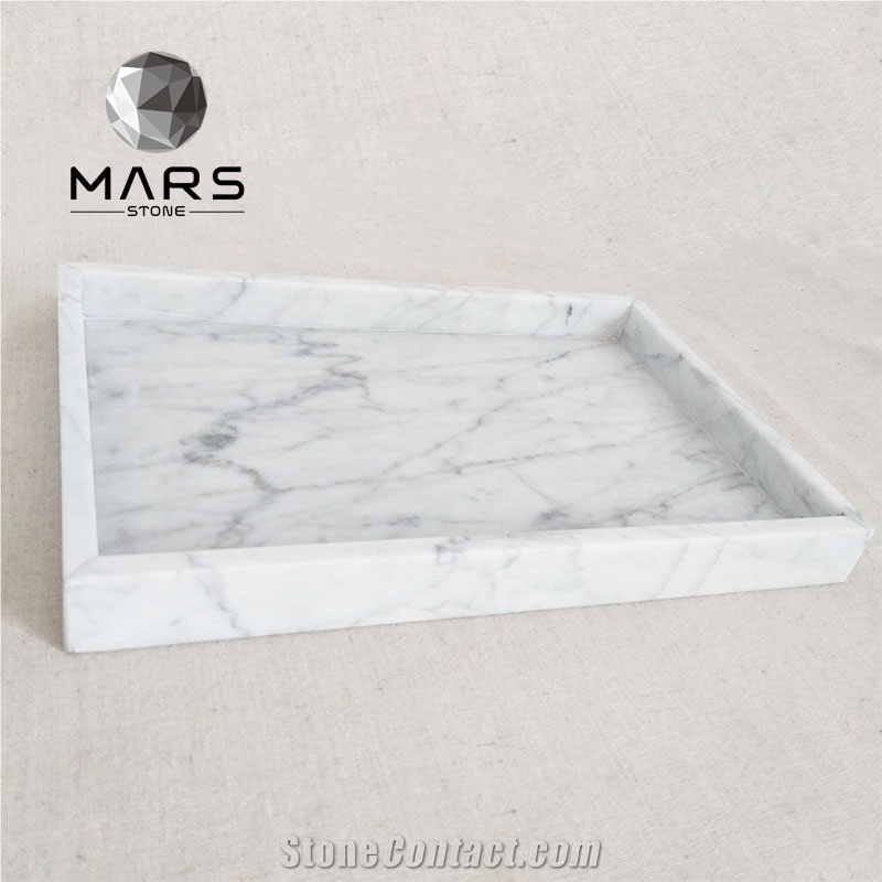 New Design White Round Marble Stone Trays Decor Key Bowl-Jewelery Dish