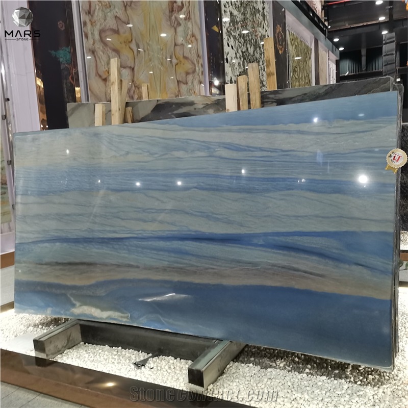 On Sales Azul Polished Grand Skylight Blue Quartzite Slab