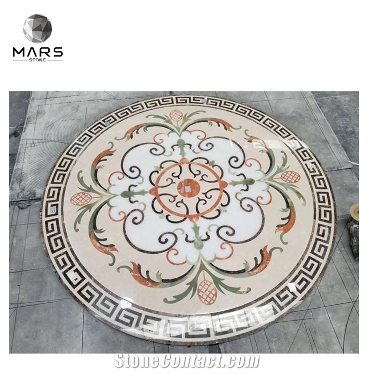 Picture Waterjet Art Patterns Round Marble Medallions Marble