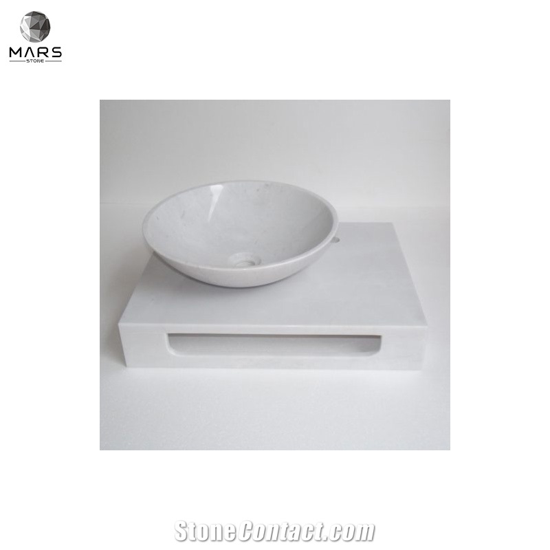 Polished Art Modern Round Natural Stone Carrara Marble Sink