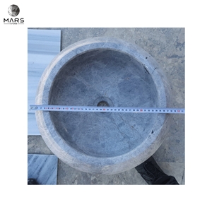 Polished Natural Stone Sivas Silver Marble Round Sink