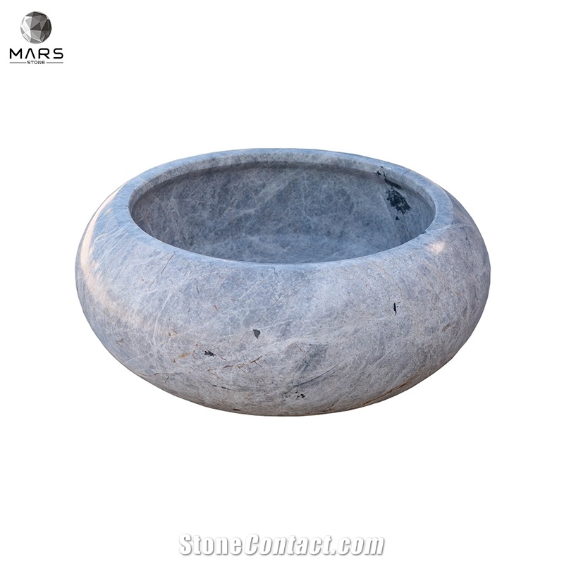 Polished Natural Stone Sivas Silver Marble Round Sink