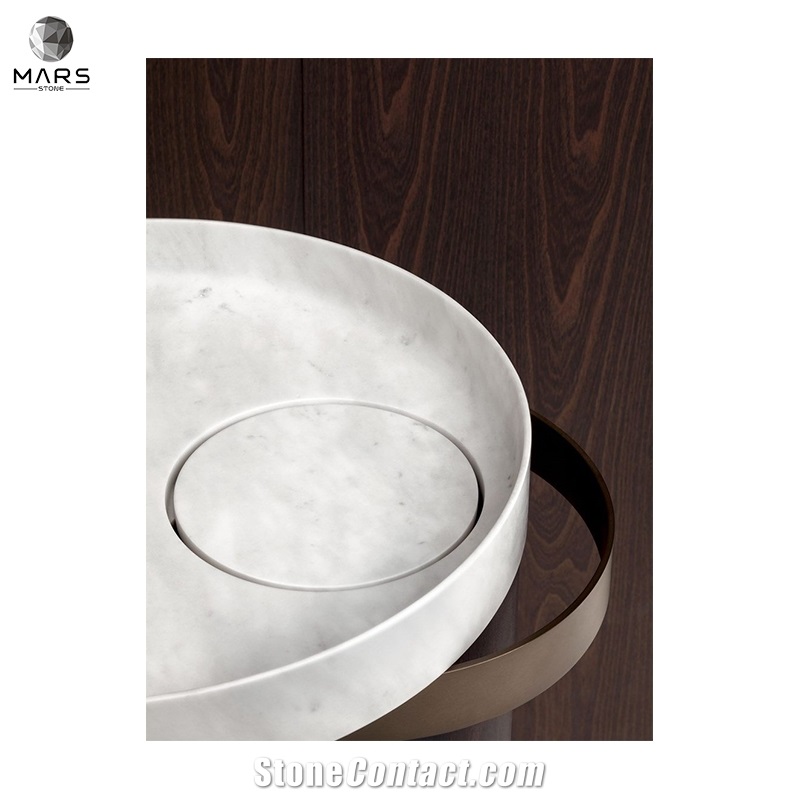 Promotion Natural Marble White Free Standing Round Sink