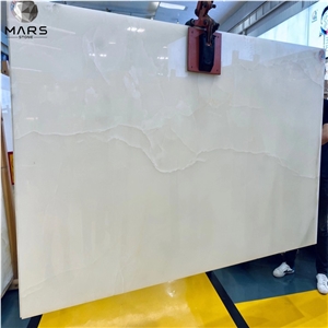 Snow White Onyx Slab For Backlit Panel Decor