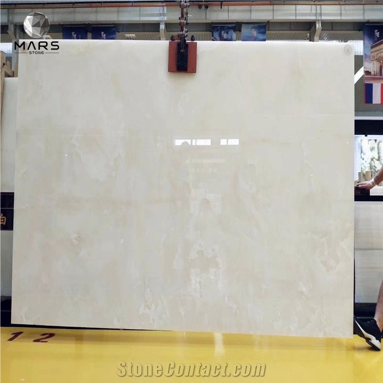 Snow White Onyx Slab For Backlit Panel Decor