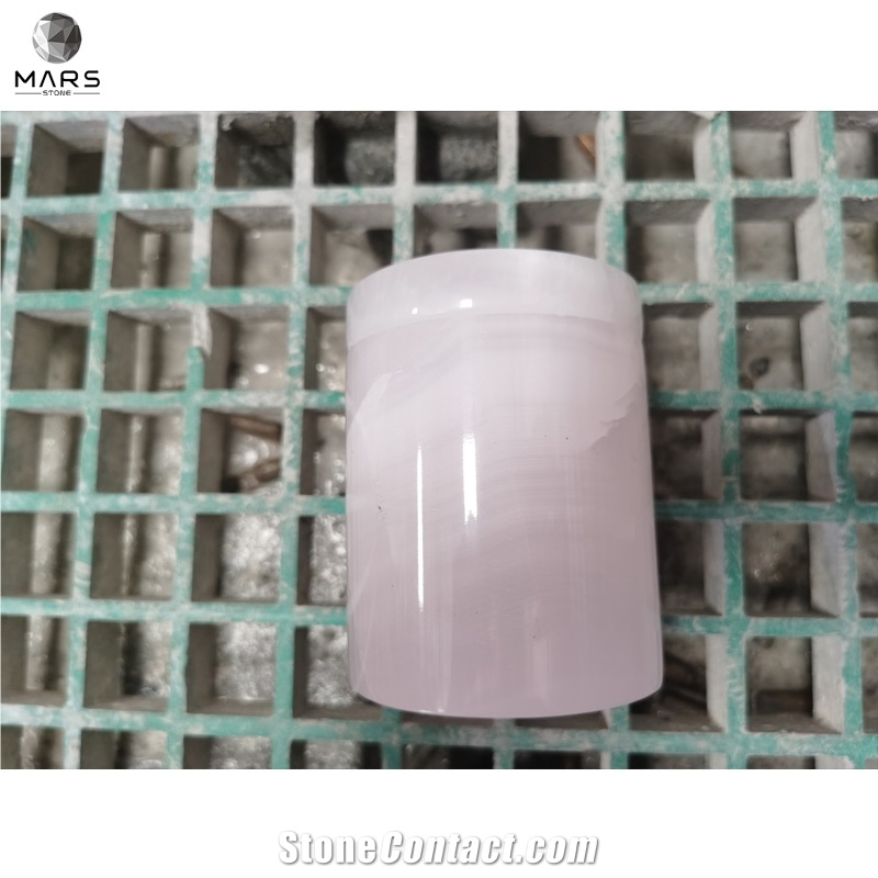 USA High Quality Natural Stone Pink Candle Jar With Holder