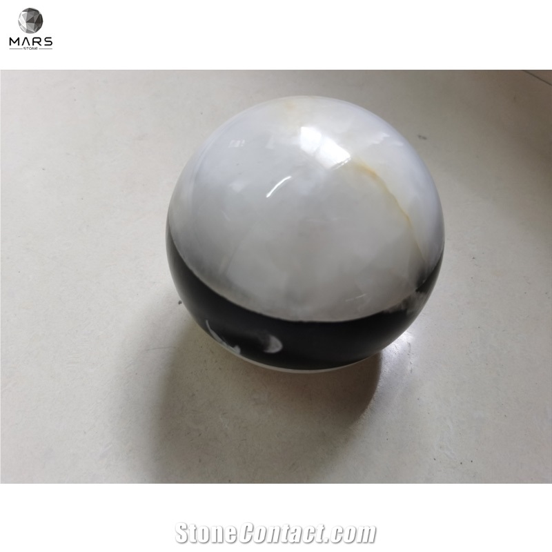 White Onyx With Black Marble Lampshade Stone Lamp Chimney
