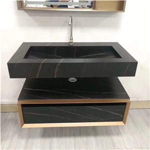 Artificial Nero St. Laurent Sintered Stone Bath Vanity Yop
