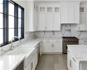 Artificial Stone Calacatta White Quartz Kitchen Countertop