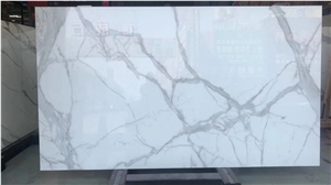 Calacatta White Nano Glass Stone China Crystallized Slab