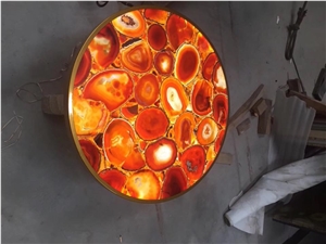 Luxury Agate Solid Surface Blue Agate Gemstone Table Top