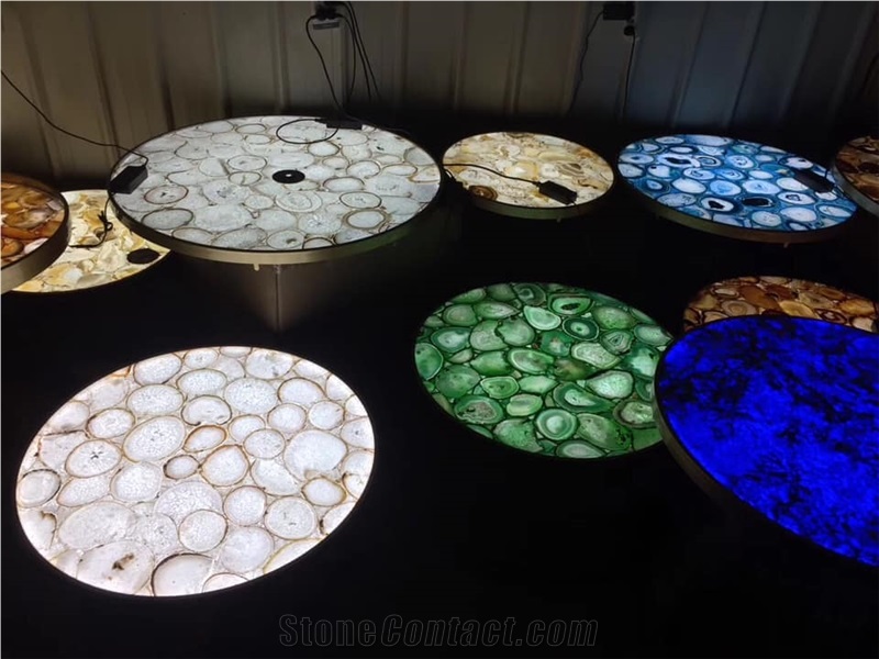 Luxury Agate Solid Surface Blue Agate Gemstone Table Top