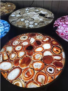 Luxury Agate Solid Surface Blue Agate Gemstone Table Top