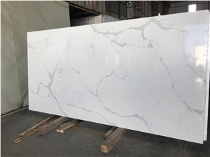 Marble Looks Artificial Stone White Quartz Calacatta Slab