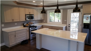 Pure White Nano Glass Stone Kitchen Countertops
