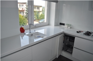 Super Pure White Nano Glass Stone Kitchen Countertops