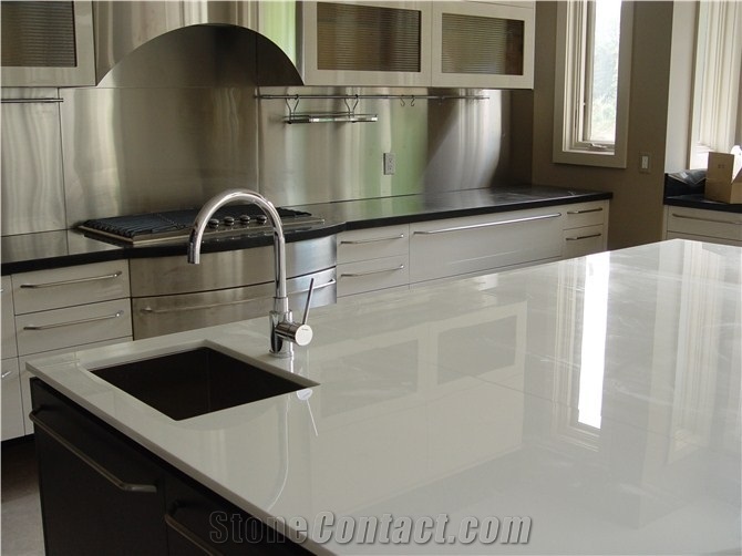 Super Pure White Nano Glass Stone Kitchen Countertops