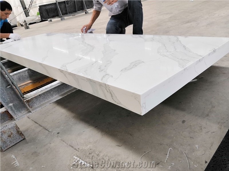 White Quartz Artificial Stone Countertops Kitchen Top