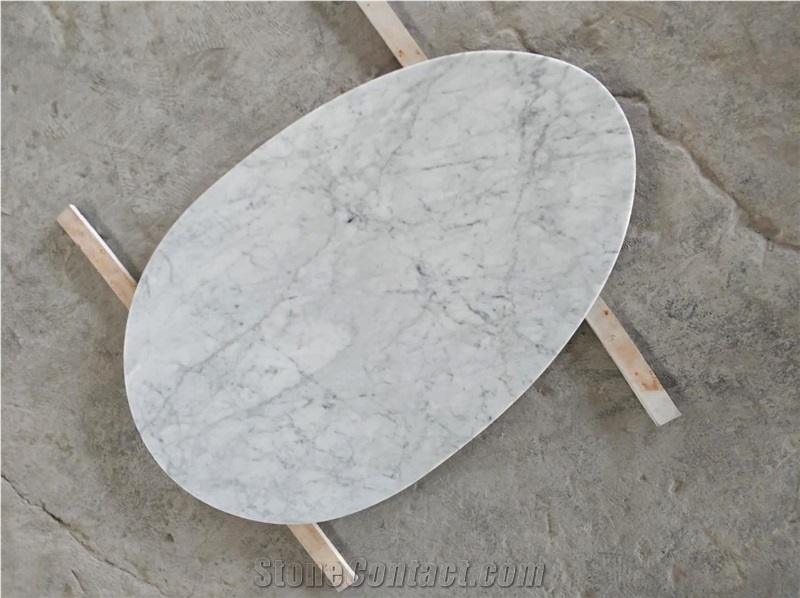 Carrara White Marble  Round Rectangle Table Top