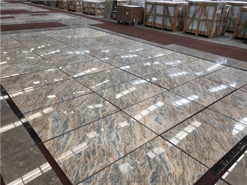 China Apollo Marble Polished Slab Brown Beige Tile