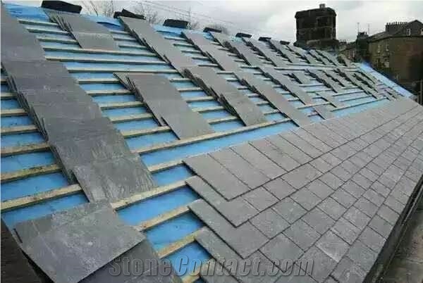 China Natural Split Surface Slate Floor Tile Black Stone